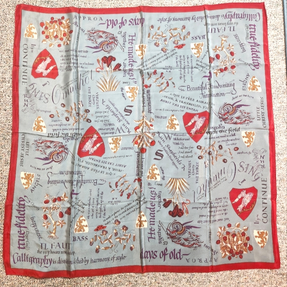 Museum Arts Collection Juraku Heraldic Silk Scarf RARE